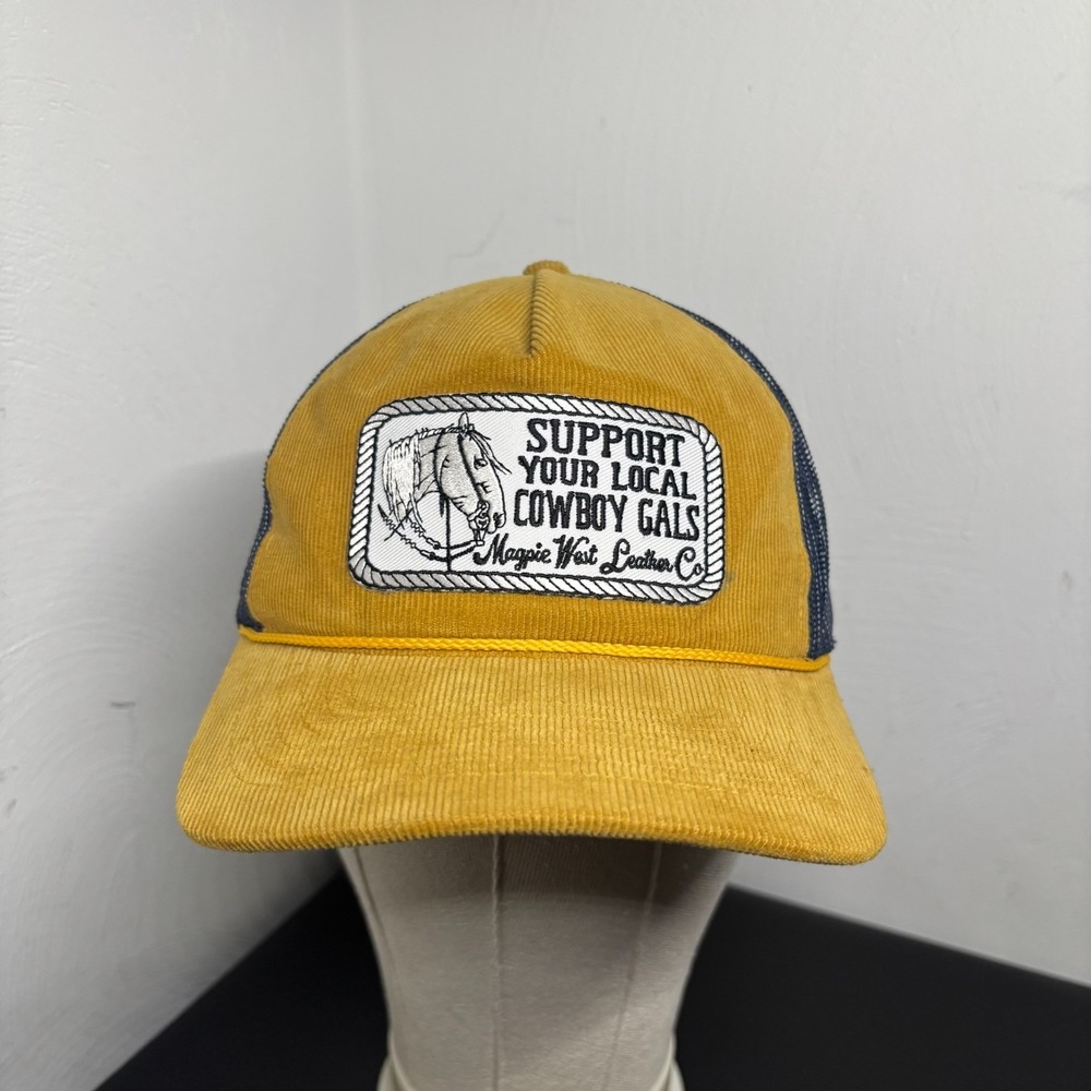 Corduroy Trucker Hat Snapback Yellow Blue Support Local Adult OSFM Adjustable‎